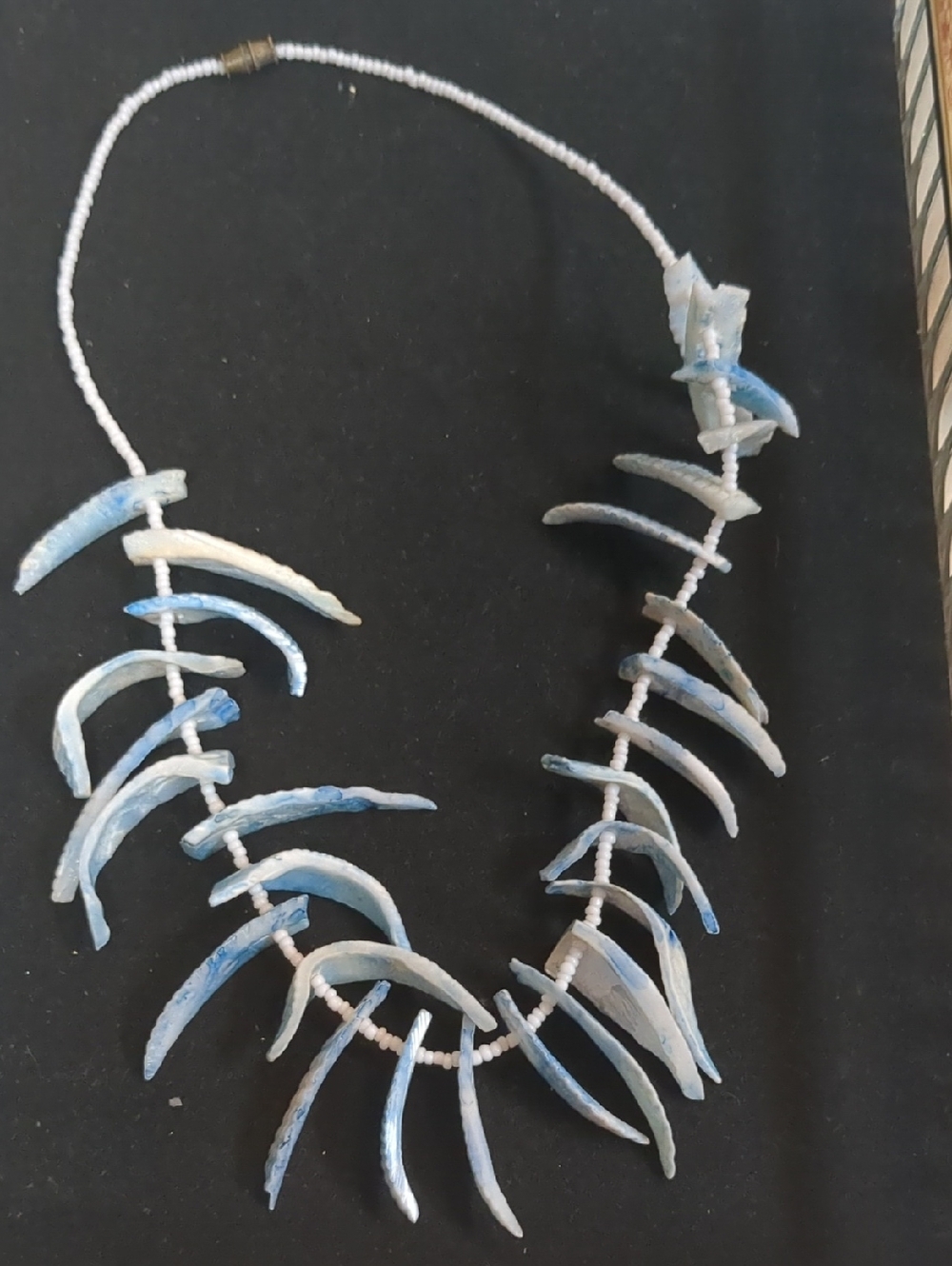 Handcrafted Blue and White Shell Statement Necklace